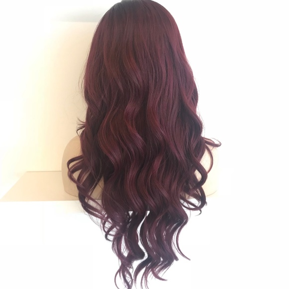 30" Side Part Burgundy Wavy Wig | Louisa - Picture 2 of 5